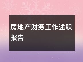 房地产财务工作述职报告