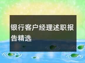 银行客户经理述职报告精选