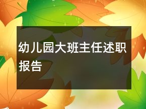 幼儿园大班主任述职报告