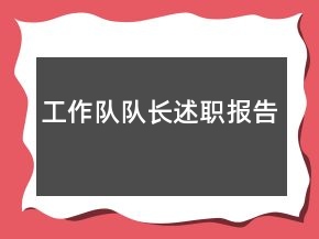 工作队队长述职报告