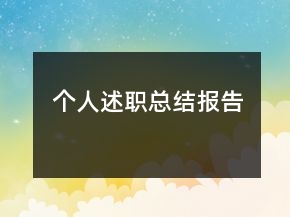 个人述职总结报告