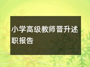 小学高级教师晋升述职报告