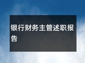 银行财务主管述职报告