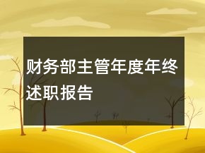 财务部主管年度年终述职报告