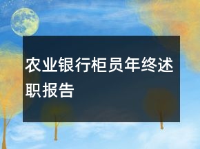 农业银行柜员年终述职报告