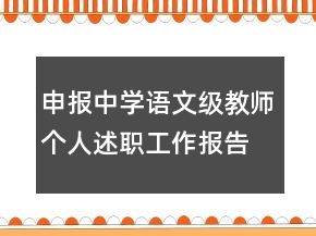 申报中学语文级教师个人述职工作报告