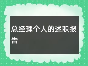 总经理个人的述职报告