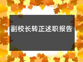 副校长转正述职报告