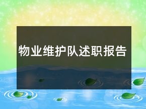 物业维护队述职报告