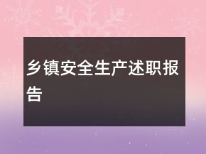 乡镇安全生产述职报告