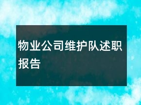 物业公司维护队述职报告