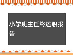 小学班主任终述职报告