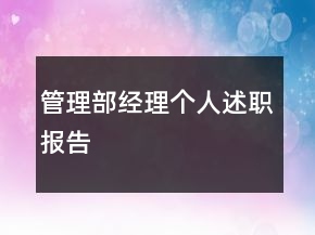 管理部经理个人述职报告
