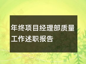 年终项目经理部质量工作述职报告