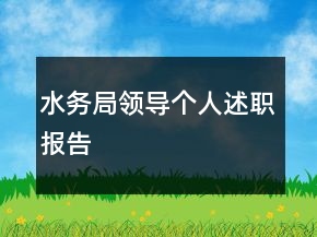 水务局领导个人述职报告