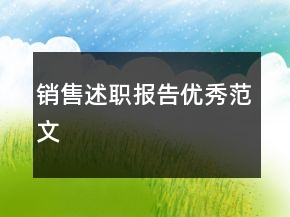 销售述职报告优秀范文