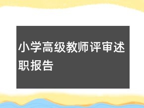 小学高级教师评审述职报告