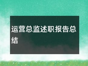 运营总监述职报告总结