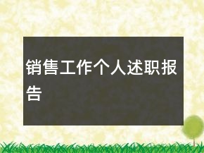 销售工作个人述职报告