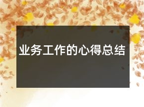 业务工作的心得总结