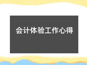 会计体验工作心得