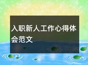 入职新人工作心得体会范文