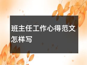 班主任工作心得范文怎样写