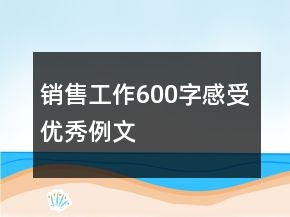 销售工作600字感受优秀例文