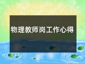 物理教师岗工作心得