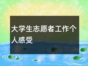 大学生志愿者工作个人感受