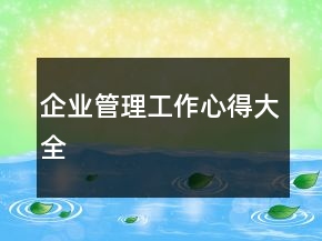 企业管理工作心得大全