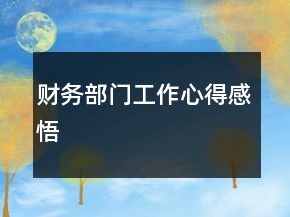 财务部门工作心得感悟