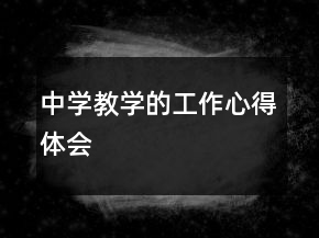 中学教学的工作心得体会