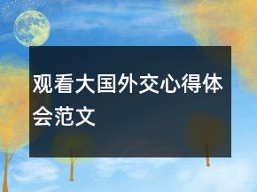 观看大国外交心得体会范文
