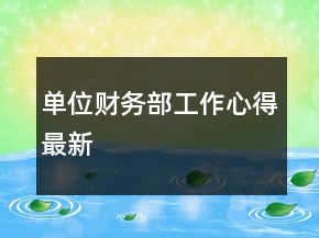 单位财务部工作心得最新