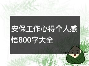 安保工作心得个人感悟800字大全