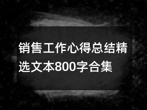 销售工作心得总结精选文本800字合集