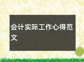 会计实际工作心得范文