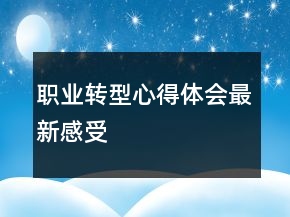 职业转型心得体会最新感受