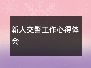 新人交警工作心得体会
