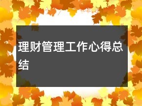 理财管理工作心得总结