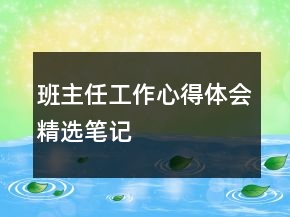 班主任工作心得体会精选笔记