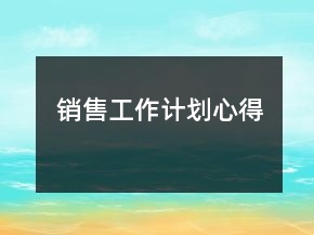 销售工作计划心得