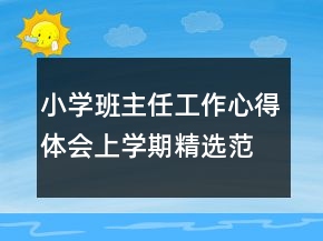 小学班主任工作心得体会上学期精选范本