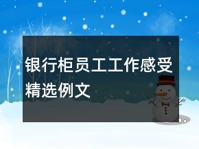 银行柜员工工作感受精选例文