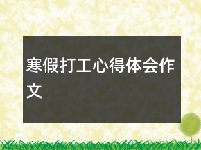 寒假打工心得体会作文
