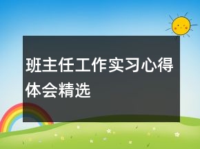 班主任工作实习心得体会精选