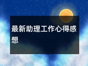 最新助理工作心得感想