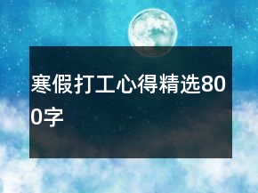 寒假打工心得精选800字