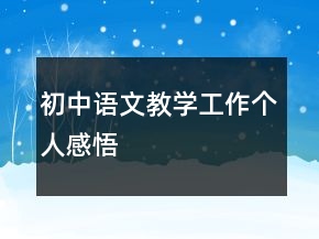 初中语文教学工作个人感悟